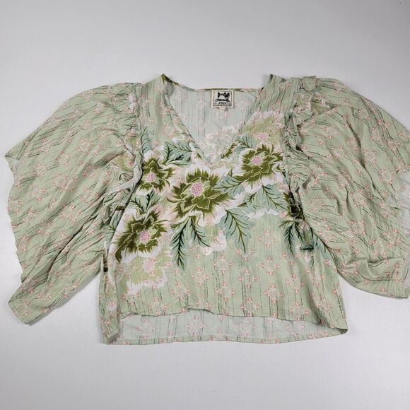 JAASE Floral Boho Multicolor Blouse Top Womens size Large Oversized Jaase - Picture 13 of 14